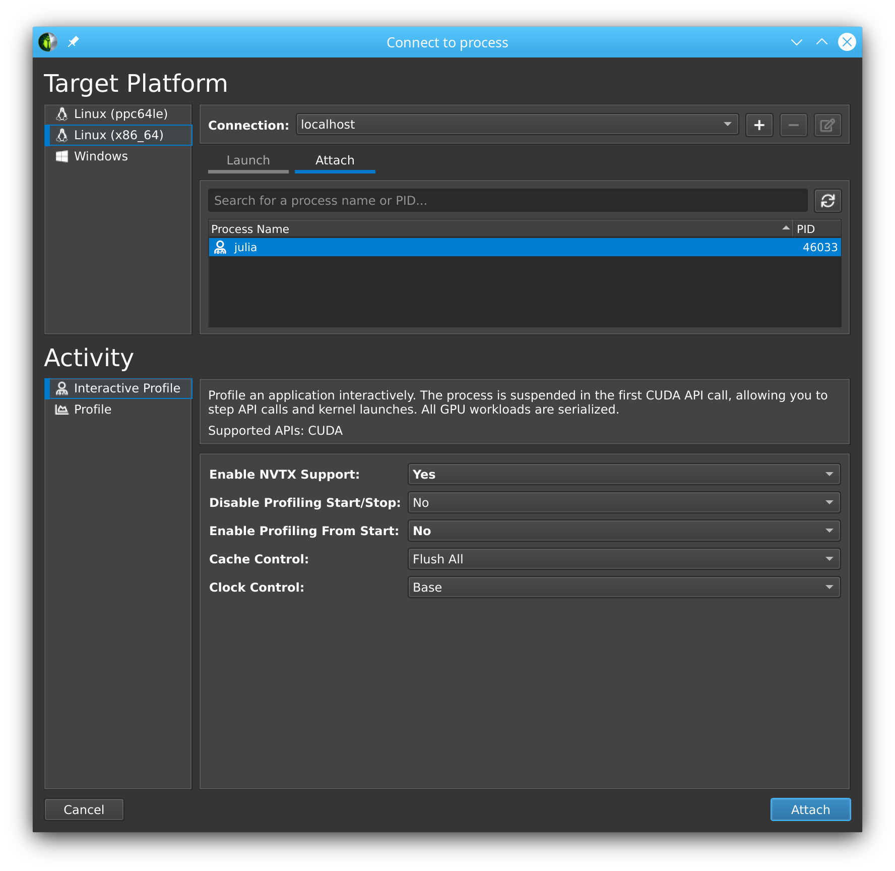 "NVIDIA Nsight Compute - Attaching to a session"